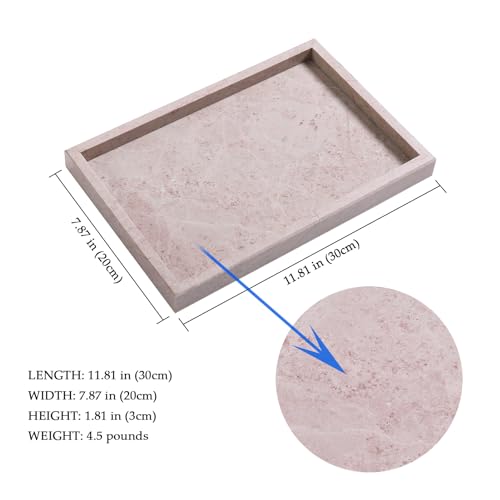 Yew & Tulip Natural Pink Marble Vanity Tray, Nature Rose Cream Marble Serving Tray for Bathroom, Kitchen, Vanity, Home Decor, Wedding etc. (12" x 8" x 1.2") - color: Pink