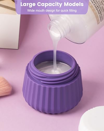 Mrsdry Travel Containers for Toiletries 4 Pack, TSA Approved Travel Size Toiletries, Travel Size Containers, With Clear Bag Leak Proof Silicone Jars, Travel Essentials Creams Jars Carrying Small Items - color: Purple, size: 3 oz