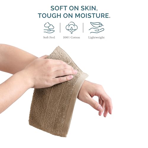 Casa Platino Washcloths Set - 12 Soft Cotton Washcloths for Bathroom - 13x13 inches - Well Stitched Edges, Softer, Highly Durable, True to Color & Fade Resistant - Ideal Wash Cloths for Body - Taupe - color: 05: Taupe, size: 12 Piece Wash Cloth