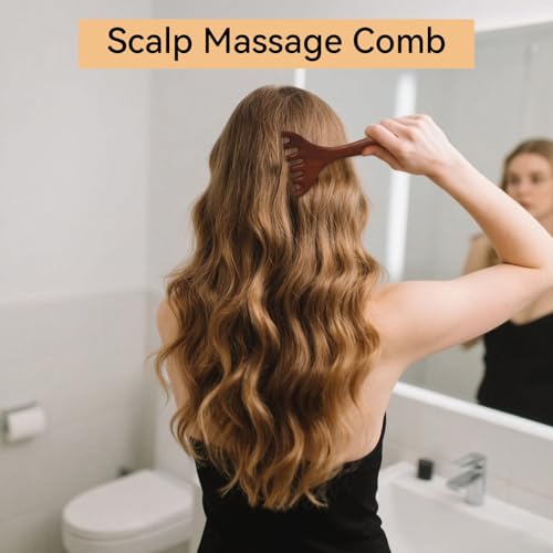 2 Pack Wooden Scalp Massage Tool, Sandalwood Manual Scalp Massager Wood Comb, Head Gua Sha Brush for Women Men Hair Growth - style: Classic&6 Claws