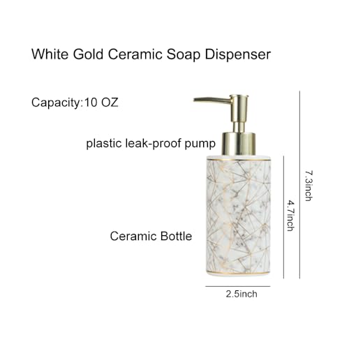 Ceramic Soap Dispenser for Bathroom Kitchen for Liquid Hand Dish Soap (Gold) - color: Gold