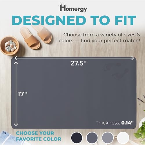 Homergy Bath Mat for Bathroom Non Slip, Quick Dry, 18x28 in, Dark Grey | Ultra absorbent, machine washable, mildew resistant shower mat with rubber backing for tub, poolside and outdoor showers - color: Dark Gray, size: 18" x 28"