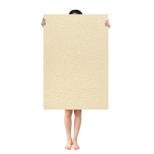 Shower Mat Non Slip: 36 x 24 Inch Extra Large Shower Mats for Inside Shower with Drain Hole - Soft PVC Loofah Anti Slip Shower Stall Mat for Walk-in Shower and Bathroom, Quick Drying - color: Khaki, size: 35.4" x 23.6" (Rectangular)