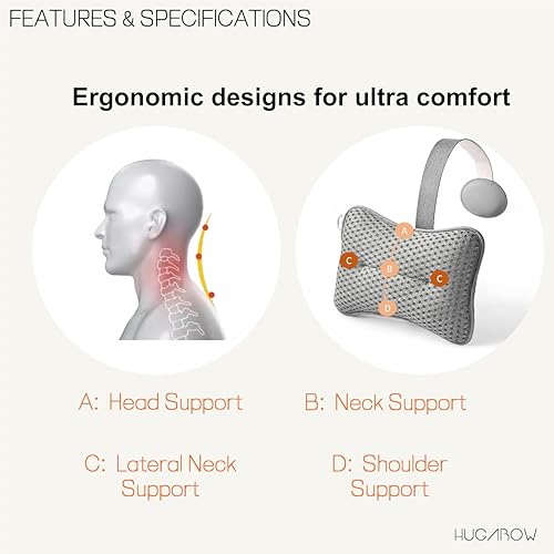 Large Pillow for Hot Tub (Grey), Spa, and Chaise Lounge - Universal Headrest & Neck Support Cushion, Adjustable Height with Long Strap, Easy Drying with Hook (1-Pack)