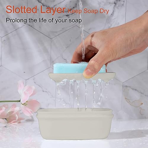 Quatish 2 Pack Travel Soap Containers, Portable Holder with Lid, Camping Gym Travel Case, Beige - color: Beige