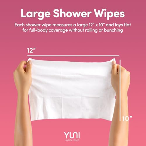YUNI Beauty Large Body Wipes - Rose Cucumber, 30 Count - Moist Showerless Wipes, Cleanse & Deodorize, On-the-Go Waterless Body Cleanser, Individually Wrapped for Camping, Travel & Gym - size: 30 Count (Pack of 1)