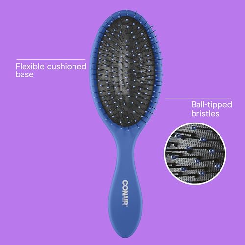 Conair Detangling Hair Brush Set 3 Pack, For Wet, Dry and All Hair Types, Detangling Brushes for Women in Blue, Pink, and Gray - color: Blue,Pink,Grey, size: 3 Count Full Size