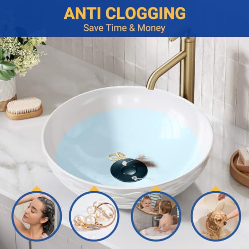 Bathroom Sink Drain Strainer, Pop-Up Bathroom Sink Stopper with Removable Stainless Steel Hair Catcher Basket, Universal Fit for US Bathroom Sinks, Showers & Floor Drains (2pcs-Black) - color: 2pcs-black
