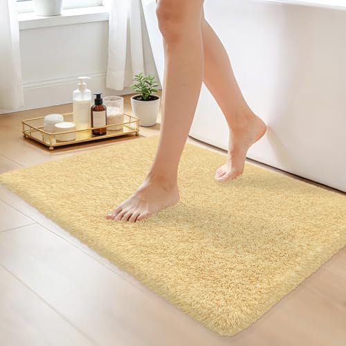 Bathroom Rugs 30"x20", Extra Soft Absorbent Plush Bath Mat Rubber Backing Quick Dry, Machine Washable Bath Mats for Bathroom Tub, Floor, Shower, Bedroom, Beige - color: Beige, size: 30" x 20"