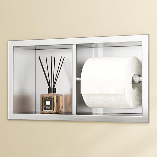 Neodrain Brushed Dual Roll Recessed Toilet Paper Holder,for Standard/Mega Roll - color: Brushed