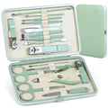 Manicure Set Pedicure Kit Nail Clippers Set Fingernail Clipper Set Ingrown Toenail Nail Kit Scissor Nail Trimmer Kit 18 Pieces Women and Men’s Care Grooming Tools with Fine Case (Tea Green_18 Pieces) - color: Tea Green_18 Pieces