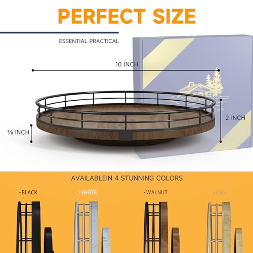 Farmhouse Oak 10" Lazy Susan Turntable Organizer for Cabinet, Round Wooden Lazy Susan Organization and Storage for Dining Table, Pantry, Kitchen, Countertop, Cupboard,Home Decor, Walnut Wood - color: Walnut, size: 10 inches