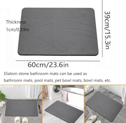 MORANDI Stone Bath Mat 2 Pack, Tub & Bath Diatomaceous Earth Stone Mat - Super Absorbent Non-Slip Fast-Drying Shower Mat,Stone Bath Mats for Bathroom & Kitchen, Easy to Clean (Dark Gray 2) - color: Dark Gray 2, size: 1'3" x 1'11" (Rectangular)