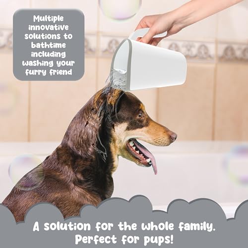 Shampoo Rinse Cup for Kids | Baby Bath Pail | Tear Free Baby Rinser Pail - color: White/Gray