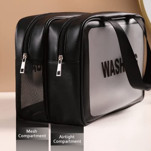 DAPOWER Travel Toiletry Bag for Women and Men, Matte Translucent Toiletry Bag with Handy Handle, Makeup Cosmetic Organizer Bag for Travel Toiletries Accessories (Black-XL) - color: Black-XL