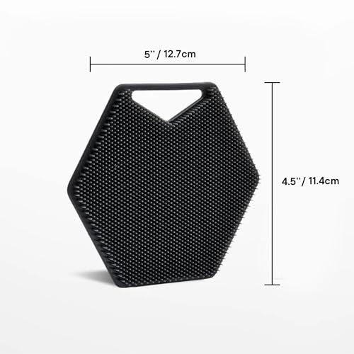 TOOLETRIES Silicone Body Scrubber, Loofah Alternative - Charcoal | Exfoliating shower scrubber for sensitive skin that dries quickly and stays hygienic for everyday use.