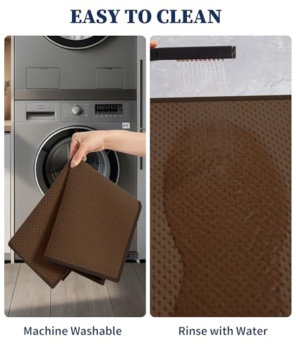 YIHOUSE Bathroom Rug Sets 3 Piece, Ultra Thin Quick Dry Bath Mat, Absorbent Bath Mat for Bathroom Non Slip Machine Washable Bath Rug (Brown) - color: Brown, size: 3 Pieces