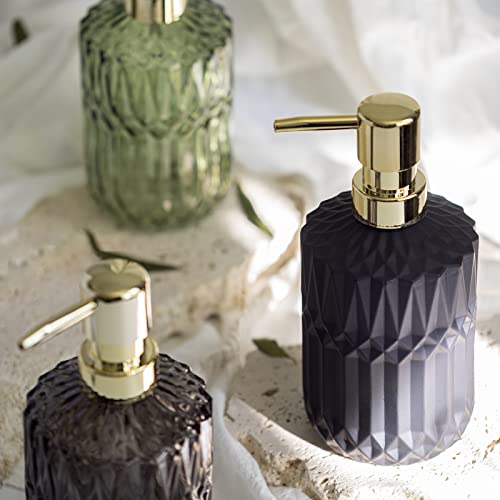 EMPO Matte Black Glass Soap Dispenser with ABS Plastic Pump, Lotion Dispensers for Kitchen, Bathroom (Black) - color: Matte Black