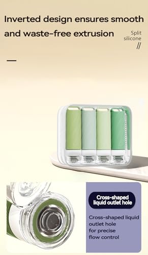 5 packs of toiletries travel bottles, TSA Approval silicone travel containers, leak proof refillable shampoo and conditioner are essential for travel, fitness, business trips, office use(green) - color: Green