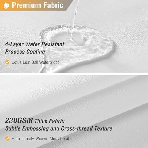 BTTN Long Fabric Shower Curtain - 72x80 Inch Linen Textured Heavy Duty Polyester Cloth Shower Curtain Set with Plastic Hooks, Hotel Trendy Luxury Waterproof Modern Shower Curtains for Bathroom, White - color: White, size: 72"W x 80"L (Pack of 1)