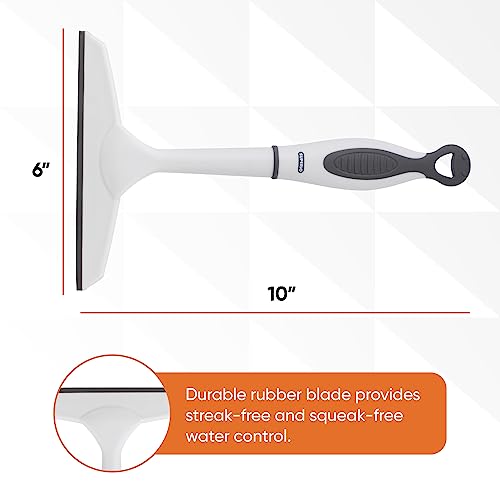 Superio Rubber Squeegee, Streak Free All Purpose Window Squeegee, Comfort Grip Handle and Hanging Hook (Grey, 6 Inch) - color: Gray