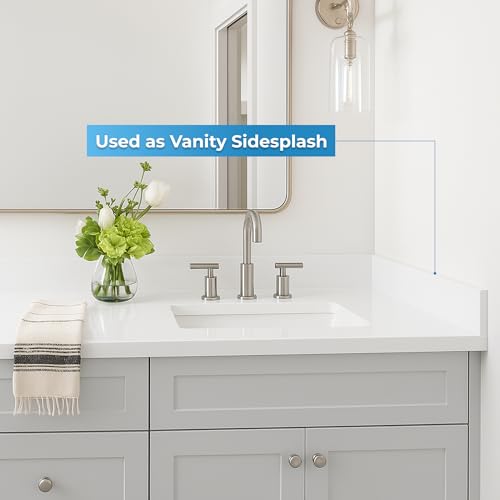 Bathroom Vanity Sink Backsplash/Sidesplash (Super White Engineered Marble, 4" x 42") - size: 4" x 42"