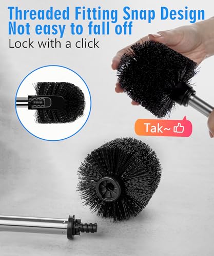 Ceramic Toilet Brush & Holder Set - Freestanding Deep-Cleaning Toilet Bowl Cleaner Brush, Stainless Steel Handle, Small & Sturdy for Storage, Easy to Clean, Non-Scratching - color: Sand
