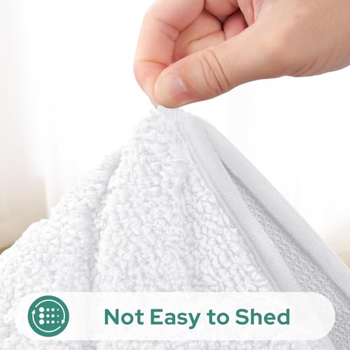 HOMEIDEAS White Bathroom Rug Set 2 Piece, Soft Microfiber Tufted Bath Mats, Super Absorbent Non Slip, Machine Washable Bathroom Rugs for Tub, Shower and Floor, 20" x 32" Plus 16" x 24" - color: White