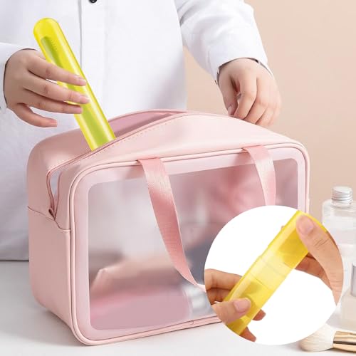 6 Pack Travel Toothbrush Case, Breathable Portable Toothbrush Holder, Plastic Toothbrush Cover Container for Traveling, Bathroom, School, Home, Business, Camping - color: Cyan+Pink+Purple+Yellow+Red+Beige