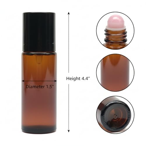 2 Pcs 1.7oz Amber Glass Roll On Bottles with Jade Roller Balls | Leak-Resistant Design for Essential Oils, Perfume & DIY Deodorant | Refillable, Includes Funnel & Opener (50ML Pink) - color: Pink