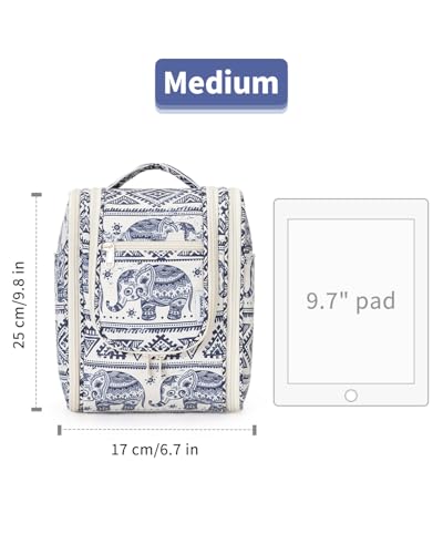 Narwey Small Hanging Toiletry Bag Women Travel Makeup Bag Organizer Toiletries Bag for Travel Size Essentials Accessories Cosmetics (Medium, Elephant) - color: B-Elephant, size: Medium