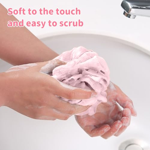 3 PCS Exfoliating Back Scrubber Strap Double Sided Bath Sponges Washer for Shower Deep Clean Towel Long Shower Towel,Pink - color: Pink