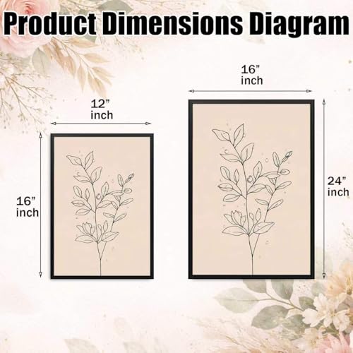 CHTEXA Minimalist Botanical Wall Art Set Of 3 Framed Canvas Prints Neutral Beige Plant Line Art Decor For Living Room Bedroom Bathroom Office 12x16 Inch - size: 12x16 inch