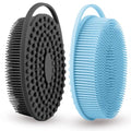 Silicone Body Scrubber 2 Pcs Silicone Loofah Exfoliating Body Scrubber for Men Women Soft Silicones Shower Scrubbers Double Sided Silicones Bath Bodys Brush for All Skin Lather Well, Blue and Black - size: blue+black