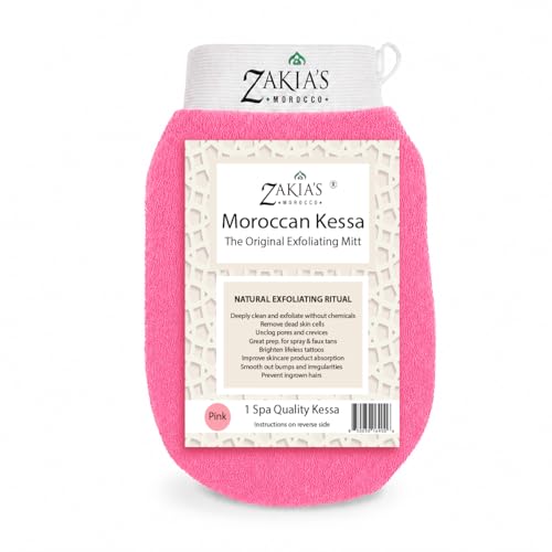 Original Kessa Exfoliating Glove - Lively Pink - Microdermabrasion Exfoliating Mitts, Removes unwanted dead skin, dirt and grime and Keratosis Pilaris. Great for spray tan removal. 1 unit | Microdermabrasion, Removes dead skin, dirt and grime, spray tan r