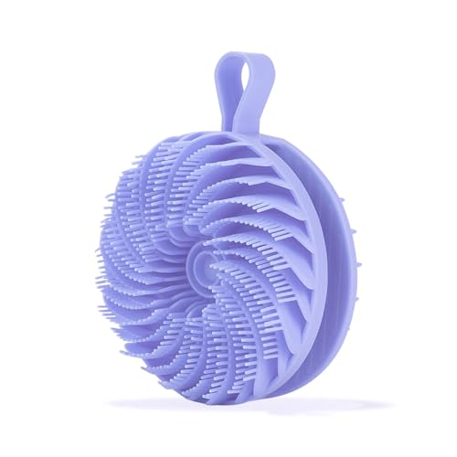 Douji Double-Sided Silicone Body Scrubber Shower Bath Brush, Handheld Cleansing Skin Brush for Sensitive Kids Women Men All Kinds of Skin（Purple） - size: Purple