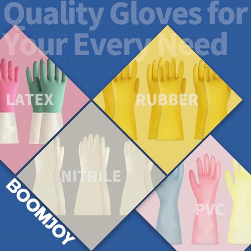 BOOMJOY Cleaning Gloves for Dish Washing, Dish Gloves, Reusable Kitchen Gloves Heavy Duty, Bathroom, Restroom, Red, 3 Pairs, Size-L - color: (Long Cuff)red, size: Large (3 Pairs)