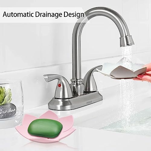 2 Pack Silicone Soap Dishes with Draining, Lotus Flowers Bar Soap Holder for Shower, Soap Saver for Counter, Bathtub, Kitchen Sink(White/Gray) - color: White/Grey