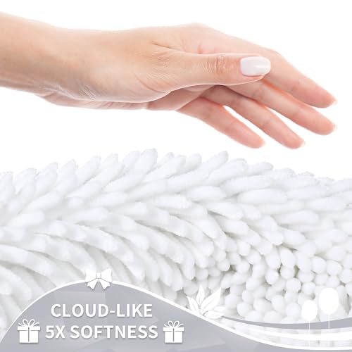 Yimobra Bathroom Rug Set 2 Piece, Luxury Shaggy Bath Mat Set with Non Slip Backing, Ultra Soft & Absorbent Mats for Bathroom Floor, Machine Washable, 31.5"x20"+24"x17", White - color: White, size: 24x17 + 31.5x20 Inch
