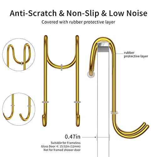 14-Inches Stainless Steel Shower Squeegee Set, Include Shower Door Hook, Adhesive Hook and Spare Silicone Blade, Window Squeegee for Shower Glass Door, Bathroom, Mirror, Window and Car Glass - color: Gold, size: 14-inch