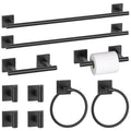 10 Pieces Matte Black Towel Bar Set, Double Dase Toilet Paper Holder Bathroom Hardware Set, 23.6 Inch Stainless Steel Towel Rack for Bathroom Wall Mounted - color: Matte Black, size: 10pieces B