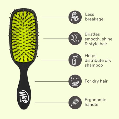 Wet Brush Shine Enhancer Hair Brush, Purple - Exclusive Ultra-soft IntelliFlex Bristles - Natural Boar Bristles Leave Hair Shiny And Smooth For All Hair Types - For Women, Men, Wet And Dry - color: Black, size: 1 Count (Pack of 1)