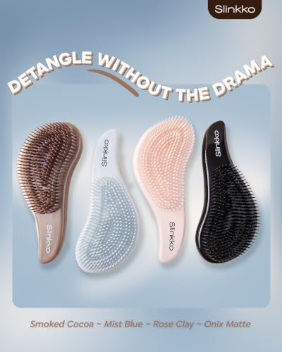 Detangler Brush, Curly Hair Brush for Women, Men & Kids - Wet & Dry Detangling Hair Brush for Curly, Thick, Fine & Wavy Hair - Anti-Breakage Wave Brush, Pain-Free Hairbrush, Onix Matte - color: Onix Matte