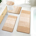 Bsmathom Bathroom Rugs Sets 4 Piece, Soft Absorbent Microfiber Bath Rugs with U-Shaped Contour Toilet Rug and Toilet Lid Cover, Thick Non-Slip Plush Shaggy Bath Mat Set,Beige - color: Beige, size: 18"x26"+18"x48"+U20"x24"+Cover19"x21"