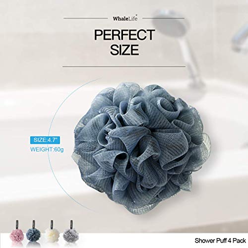 Loofah Sponge Bath Sponge for Women Men 4 Pack (Pink Blue Yellow Gray) - style: Pink Blue Yellow Gray