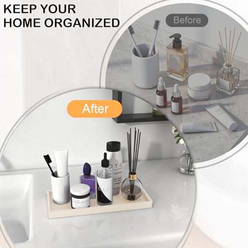 Bathroom Vanity Tray Beige, Silicone 11.8 x 5 Inch Toilet Tank Tray Decor, Extra-Large Candle Tray for Bathroom Holders and Organizers, Waterproof Perfume Tray for Dresser for Vanity, Kitchen - color: Beige, size: 11.8" x 5" x 0.8"