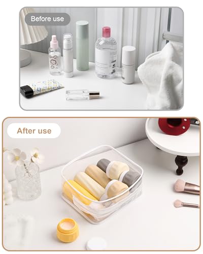 Mrsdry Travel Size Toiletries 8 Pack, TSA Approved 3oz/1oz Silicone Squeezable Creams Jars with Clear Travel Bag - color: Golden wheat field, size: 3oz bottle 1oz jar