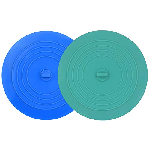 V-TOP Tub Stopper 2 Pack, 6 inches Large Silicone Drain Plug Hair Stopper Flat Suction Cover, Bathtub Accessories for Kitchen Bathroom and Laundry - color: 6" Green&blue
