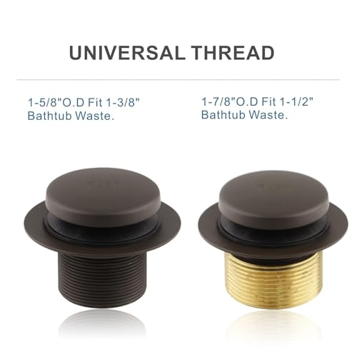 HIDROP Oil Rubbed Bronze Tub Drain Assembly Kit, 2-Hole Overflow Faceplate | Tip Toe Tub Drain Kit, Stainless Steel, Universal Fine/Coarse Thread fit 1-3/8" or 1-1/2" Tub Drain, Bath Drain Replacement - color: Bronze, style: 2 Holes