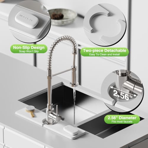 15.8" x 4" Stone Faucet Mat for Kitchen Sink, Quick Drying Diatomite Sink Tray, Faucet Sink Splash Guard for Prevents Moisture Buildup (White) - color: White, size: 15.8" x 4"